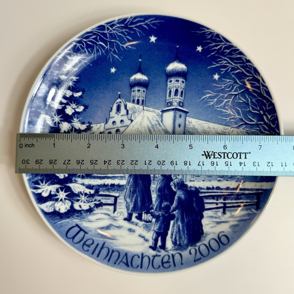 Bareuther Waldsassen 2006 Christmas Plate Benediktbeuren Bavaria Germany Blue - Picture 6 of 8